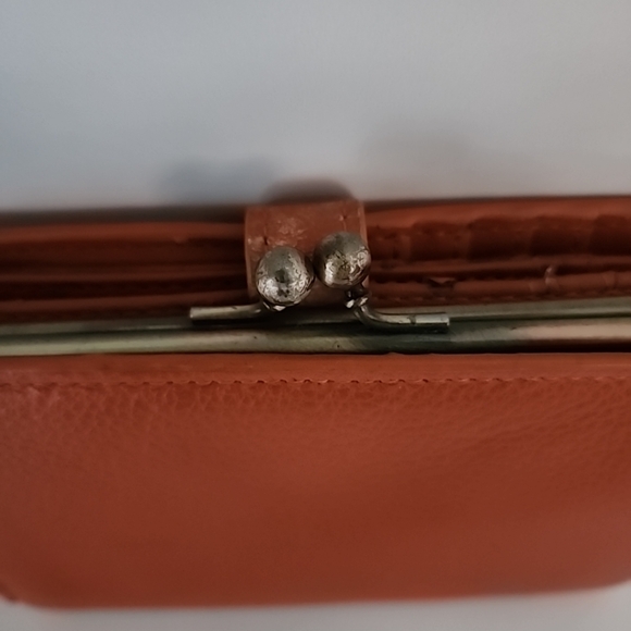 Orange Wallet Folding 17 Credit Card Holder Slots Patterned Interior Vintage - Picture 7 of 13